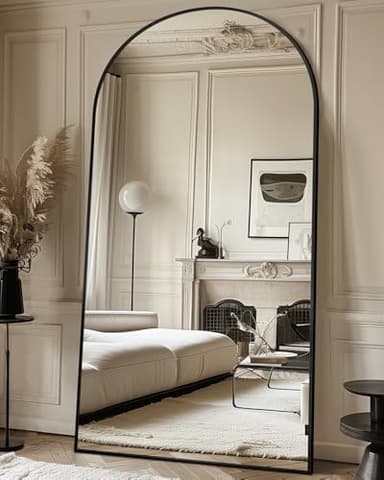 Full Length Mirror with Stand, 81"x41" Arched Full Body Mirror, Large Stand Up Mirrors, Aluminum Frame Floor Standing Mirrors, Freestanding Hanging Leaning Mounted for Bedroom Living Room, Black - Image 3