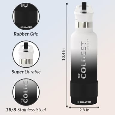 Coldest Insulated Water Bottle with Straw Lid - Stainless Steel Metal Insulated Bottle for Men & Women (Hyperspace White, 21 oz) - Image 3