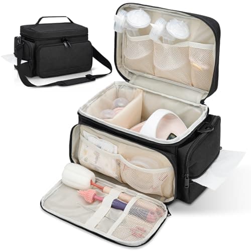 Breast Pump Bag Fit for Spectra S1 and S2, Pumping Bag with Waterproof Mat for Pump Accessories, Portable Pump Carrying Case for Work, Travel and Family Use, Black - Image 1