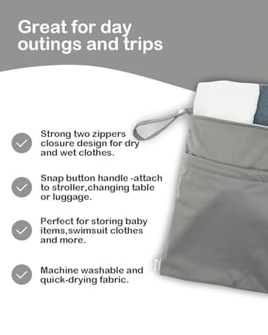 ALVABABY 2pcs Cloth Diaper Wet Dry Bags Waterproof Reusable with Two Zippered Pockets Travel Beach Pool Daycare Soiled Baby Items Yoga Gym Bag for Swimsuits or Wet Clothes L2933 - Image 4
