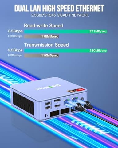 GMKtec M5 Plus Gaming Mini PC Ryzen 7 5825U (Upgraded 7430U/ 5700U), 32GB RAM 1TB SSD Dual NIC LAN 2.5GbE Desktop Computers, Triple 4K Display - Lunar Blue - Image 5