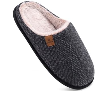 COFACE Mens Black Woolen Cozy Memory Foam scuff Slippers Slip On Warm House Shoes Indoor/Outdoor With Best Arch Support Size 9 - Image 9