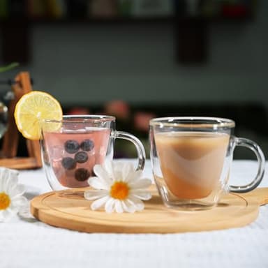 Wlasss Espresso Cups Set of 4, 6oz /170ml Double Walled Glass Coffee Mugs With Handle, Hand Blown Insulated Espresso Shot Glass Cups,Perfect For Cappuccinos,Latte,Tea, Coffee Lovers Gifts - Image 5