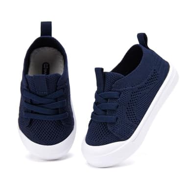 BMCiTYBM Baby Walking Sneakers Mesh Barefoot Boys Girls Breathable Shoes Tennis Outdoor Indoor Slip On 12-18 Months Toddler Navy Size 5 Toddler - Image 3