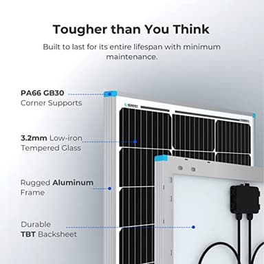 Renogy 2PCS Solar Panels 100 Watt 12 Volt, High-Efficiency Monocrystalline PV Module Power Charger for RV Marine Rooftop Farm Battery and Other Off-Grid Applications, 2-Pack 100W - Image 4
