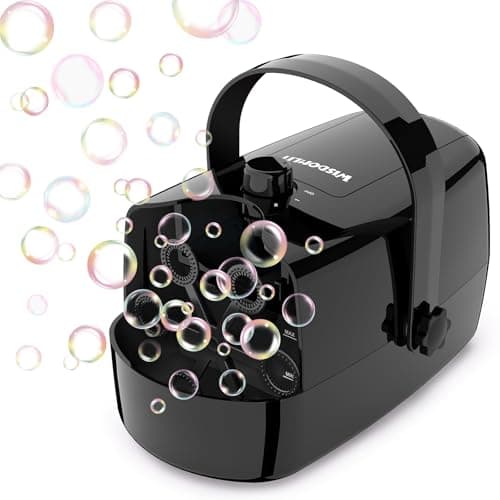 Wisdomlit Bubble Machine, 3-in-1 Bubble Maker, Automatic Bubble Blower with 3 Bubble Wands, 8000+ Colorful Bubbles for Kids Toddlers, Operated by Plug-in or Batteries for Indoor Outdoor Birthday Party - Image 1