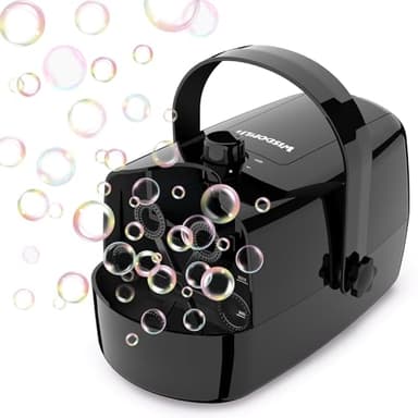 Wisdomlit Bubble Machine, 3-in-1 Bubble Maker, Automatic Bubble Blower with 3 Bubble Wands, 8000+ Colorful Bubbles for Kids Toddlers, Operated by Plug-in or Batteries for Indoor Outdoor Birthday Party - Image 1