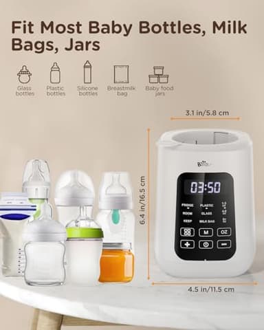 Bear Baby Bottle Warmer, Milk Warmer Breastmilk Bag Formula Fast Warming for New Born Baby Bottles, with Time Temp Control Automatic Shut Off at Home Use - Image 7