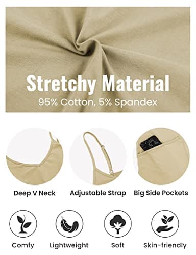 Lentta Women's Causal Jumpsuits V Neck Sleeveless Harem Overalls Stretchy Adjustable Strap Romper with Pockets(DarkKhaki-M) - Image 2