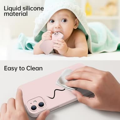 Kiresen Designed for iPhone 12 Mini Case with Screen Protector - Upgraded Camera Protection - Wireless Charging Compatible - Silicone Protective Phone Case 5.4" for Men Women Girls - Light Pink - Image 5