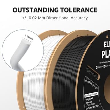ELEGOO PLA PRO Filament 1.75mm Black 4KG, 30-250mm/s Printing Speed Improved Rigidity 3D Printer Filament Dimensional Accuracy +/- 0.02mm, 4pcs 1kg Spool (2.2lbs) - Image 2