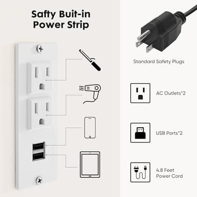 Sweetcrispy Vanity Desk with Adjustable Lighten Mirror & Power Outlet, Makeup Desk for Bedroom with a Storage Cabinet and 3 Drawers, 4 Storage Shelves, White Dresser for Girls - Image 9