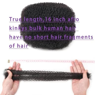 YuDragonFt Afro Kinkys Bulk Human Hair 16-Inch 30g/bundle Natural Black Mini Twist Human Hair for Microloc Loc Repair Twist Braids - Bleachable and Dyable (1 B 16 Inch) - Image 6
