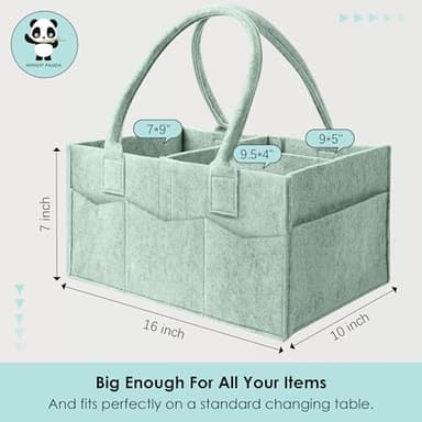 HIPHOP PANDA 2-Pack Diaper Caddy Organizer - Nursery Storage Bin & Car Organizer for Diapers, Wipes, and Baby Essentials - Dual-Color Solid Set (Grey/Green), Large Size - Image 6