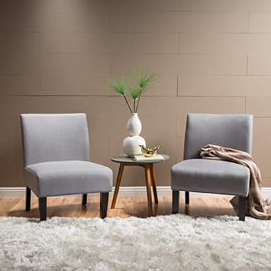 Christopher Knight Home Kassi Fabric Accent Chairs, 2-Pcs Set, Rubber, Light Grey - Image 2