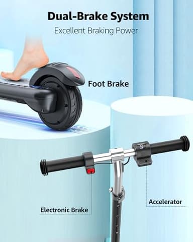 Gyroor H30 Max Electric Scooter for Kids Ages 8-12, 150W Powerful Motor, Bluetooth Music, Dual Brake System, Adjustable Height and Speed, Best Gifts for Kids, H30Max-8QY - Image 3