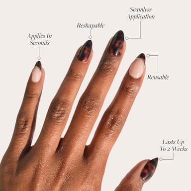 Glamnetic x GLAMZILLA Press On Nails - KILLAZILLA | Short Almond Tortoiseshell Fake Nails with French Tips, Salon Quality | 15 Sizes - 30 Nail Kit with Glue - Image 3