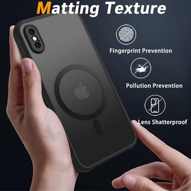 PinLiSheng Magnetic for iPhone Xs Max Case [Mil-Grade Drop Protection] [Compatible with Magsafe] Shockproof Slim Translucent Matte Protective Phone Case, Black - Image 4