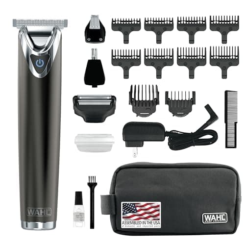 WAHL USA Stainless Steel Lithium Ion 2.0+ Slate Beard Trimmer for Men - Electric Shaver, Nose Ear Trimmer, Rechargeable All in One Men's Grooming Kit - Model 9864 - Image 1