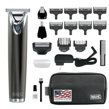 WAHL USA Stainless Steel Lithium Ion 2.0+ Slate Beard Trimmer for Men - Electric Shaver, Nose Ear Trimmer, Rechargeable All in One Men's Grooming Kit - Model 9864 - Image 1