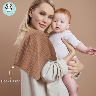 HIPHOP PANDA Muslin Burp Cloths, 10 Pack - Large 20" X10" - Ultra Absorbent and Soft 100% Cotton Baby Essentials Drool Rags and Messes for Newborn - ​Colorful Designs for Boy Girl, Multicolor - Image 4