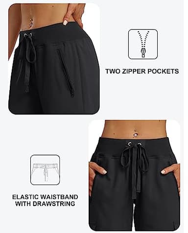 MoFiz Women's Cargo Capris Pants Loose Fit Casual Hiking Pants Lightweight Quick Dry Travel Summer Pants for Women Black XL - Image 3