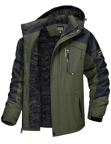 TACVASEN Men's Tactical & Snowboard Jacket - Military Winter Parka, Water Resistant, Green - Image 1