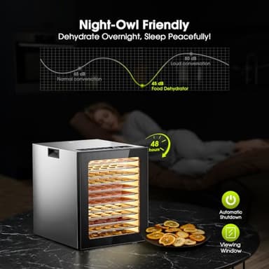 Food Dehydrator, 12 Stainless Steel Trays in 850W Dehydrator Machine, 48 Hour Digital Timer and 165°F Temperature Adjustable, Food Dryer for Jerky, Dog Treats, Meat, Fruit, Herbs - Image 7
