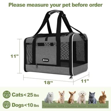 GAPZER Cat Carrier 18x11x11 Top Load Soft Pet Travel Bag Over 15 lbs, Collapsible Small Dog Puppy Crate 10 Pounds, Small Animal Rabbit Kennel Carrying Case, Kitten Mesh Cage Medium Cat Under 25 Grey - Image 2