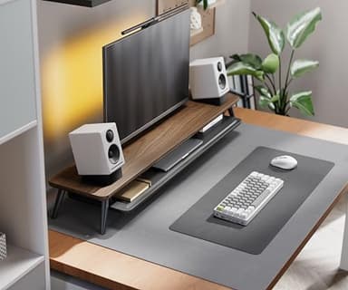 Fenge Dual Monitor Stand, Monitor Stands Riser for 2 monitors, 42.5 Inch Wood Desk Shelf with Storage Organizer and Cable Management for Office Desk Accessories - Image 2