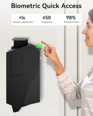 Gun Safe, Mounted Biometric Pistol Safe Drop Down Gun Lock Box for Handgun with 3 Ways Quick Access Bedside Pistol Case for Nightstand, Desk, Wall, Dresser - Image 3