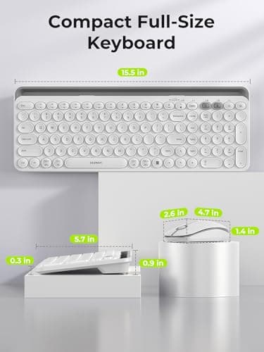 seenda Bluetooth Keyboard and Mouse for iPad, CTU-301 Multi-Device Bluetooth + 2.4G Wireless Keyboard Mouse with Tablet Holder for MacBook/Windows Computer, iOS/Andriod Tablet Phone, White - Image 6