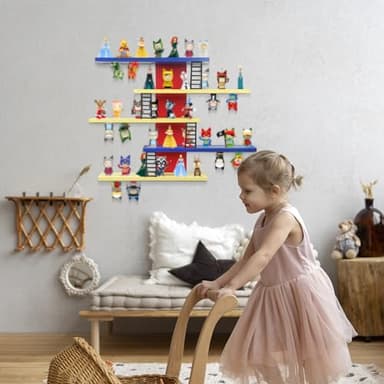 Taladad for Tonie Shelf,Tonies Storage for Creative Tonies Magnetic Wall Shelf for Tonie Figures,12-35 Characters,Wooden Hanging Shelf for Kids (Colorful) - Image 6