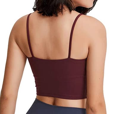 Lemedy Women Padded Sports Bra Fitness Workout Running Shirts Yoga Tank Top (L, Burgundy) - Image 6