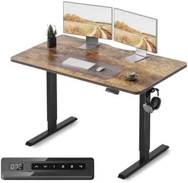 FEZIBO Electric Standing Desk, 48 x 24 Inches Height Adjustable Stand up Desk, Sit Stand Home Office Desk, Computer Desk, Rustic Brown - Image 3