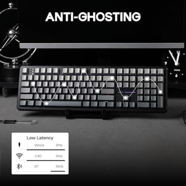 EPOMAKER Aula F108 Wireless Gaming Keyboard, Full Size Mechanical Keyboard with 4000mAh Battery, 108 Hot-Swappable and Programmable Keys, RGB Backlight, for Mac/PC/Android (Black Gradient) - Image 4