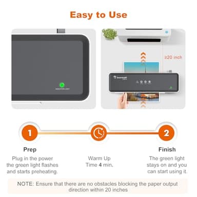 Bonsaii Laminator Machine with 5 Laminating Sheets, 9 Inch Thermal Laminating Machine for Doc/Posters/Photos, Compact Laminator for Home Office School, L421-Grey - Image 5