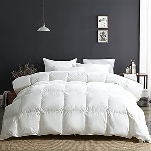 APSMILE Luxury 100% Organic Cotton Down Feather Fibers Comforter California King Fluffy Comforter, High Fill-Power Medium Warmth All Season Duvet Insert (104x96, Ivory White) - Image 1