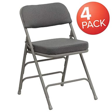 Flash Furniture Hercules Series Metal Folding Chairs with Cushioned Seat, Fabric Upholstered Event Chairs with 300-lb. Static Weight Capacity, Set of 4, Gray - Image 3