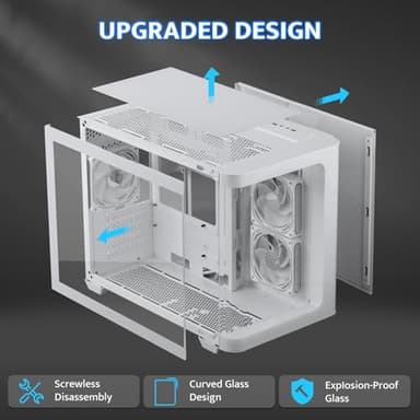 darkFlash Micro-ATX Gaming PC Case, MATX PC Case with 3 x 120mm ARGB Fans, Panoramic View Dual Tempered Curve Glass Computer Case, USB 3.0 Port, Supports Dual 360mm AIO, White(DPW90M) - Image 2