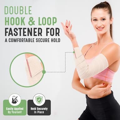 Premium Elastic Bandage Wrap (3" 2 Pack) - Hook & Loop Fasteners at Both Ends - Latex Free Hypoallergenic Compression Roll - Reusable Bandages for Waist, Legs, Elbow & Knee Wrap - Image 6