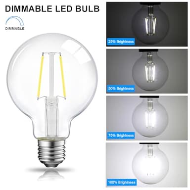 ENERGETIC SMARTER LIGHTING 5W Dimmable G25 LED Edison Light Bulb, G25 (G80) Globe Bulb, 60W Equivalent, 5000K Daylight, Christmas Light, E26 Standard Base, ETL Listed, 6-Pack - Image 3
