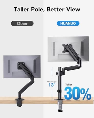 HUANUO Dual Monitor Mount up to 32 inches Screens, Taller Monitor Stand Hold 19.8lbs, Dual Monitor Arm Desk Mount Easy Adjustable with Tilt, Swivel, Rotation, VESA 75/100mm - Image 5