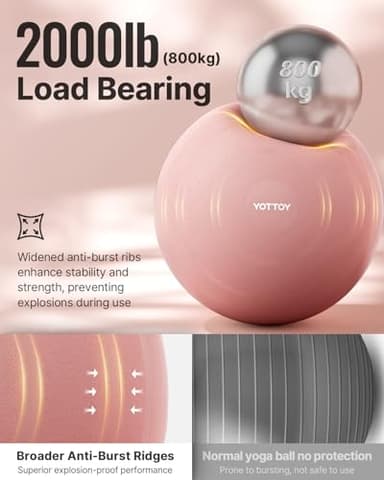 YOTTOY Exercise Ball for Pregnancy,Anti-Burst Yoga Ball for Physical Therapy,Stability Ball for Ball Chair Fitness with Pump (Pink) - Image 5
