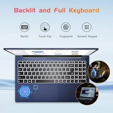 NIMO 15.6 IPS-FHD-Laptop, 16GB RAM 1TB SSD Intel Pentium Quad Core N100, Backlit Keyboard Fingerprint (Beat to i3-1115G4 Up to 3.4GHz) Computer for Student-Home WiFi 6 BT5.2 Win 11 - Image 6