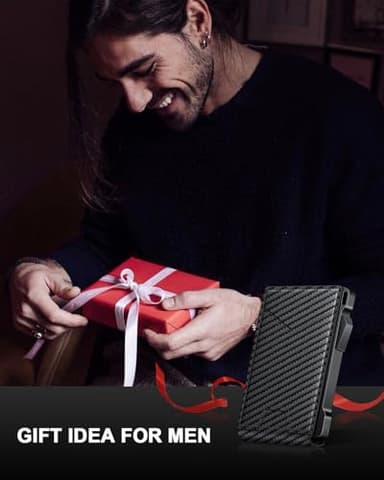 Wallet for Men RFID Wallet with 2 ID Windows & Money Clip, Slim Pop Up Card Holder for 10-12 Cards, Bifold Minimalist Smart Wallet for Front Pocket, Compact Metal Credit Card Holder, Gifts for Men - Image 8