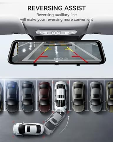 WOLFBOX G900 Rear View Mirror Camera, Mirror Dash Cam 4K Front and 2.5K Rear, Smart Full 12’’ Touch Screen, Backup Camera for Car, GPS, WDR, Night Vision, Included 64GB Card - Image 8