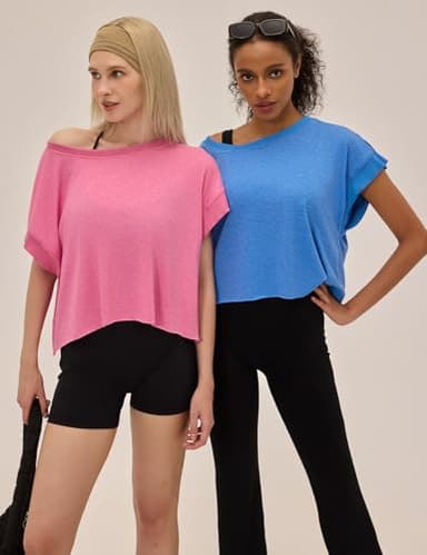 UNIANKIYA Open Back Workout Tops for Women Loose Fit Athletic Crop Tee Short Sleeve Gym Running Yoga Shirt Lake Green - Image 4