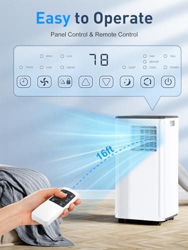 Portable Air Conditioners - 2025 Upgraded 10000 BTU Portable AC for Room up to 450 Sq. Ft, 3 in 1 AC Unit with 24H Timer, Smart Sleep Mode, Remote Control, Air Cooler for Bedroom Kitchen Small-Rooms - Image 8