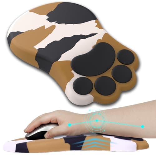 L-SPOUTTO Ergonomic Mouse Pad with Wrist Rest,Cute Cat Paw Mousepad Wrist Support,Comfortable Massage Design Computer Pain Relief Mouse Pad with Non-Slip PU Base for Desk Laptop Gaming,Tortoiseshell - Image 1